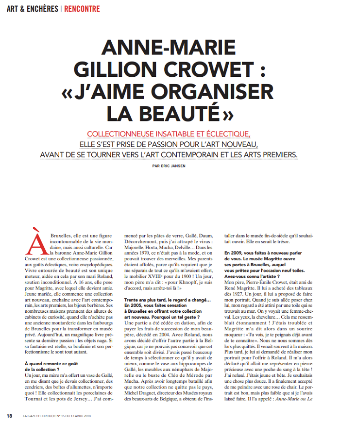 Anne-Marie Gillion Crowet : «J’aime organiser la beauté»