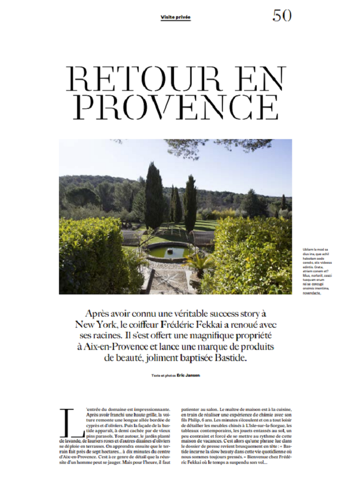 Frédéric Fekkai : Retour en Provence