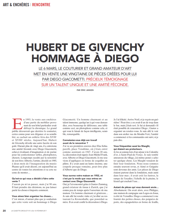 Hubert de Givenchy : Hommage à Diego