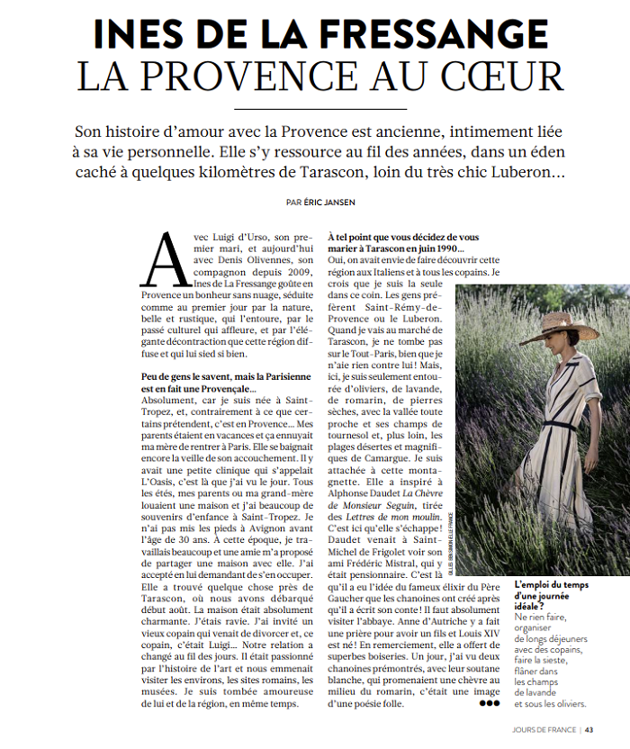 Inès de La Fressange : La Provence au cœur