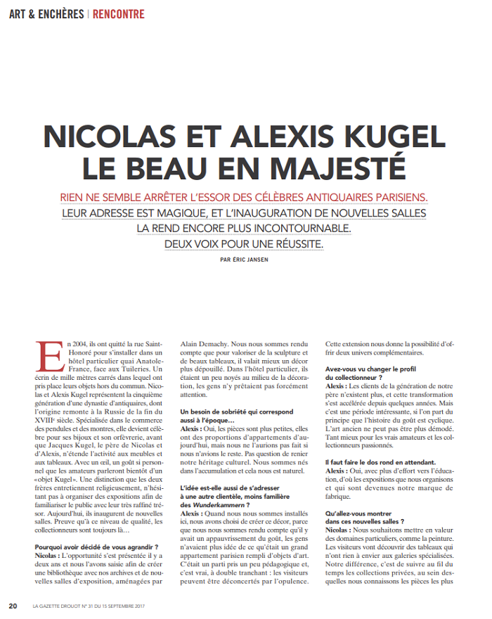 Nicolas et Alexis Kugel : Le beau en majesté
