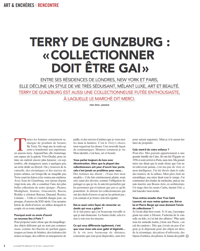 Terry de Gunzburg : «Collectionner doit être gai»