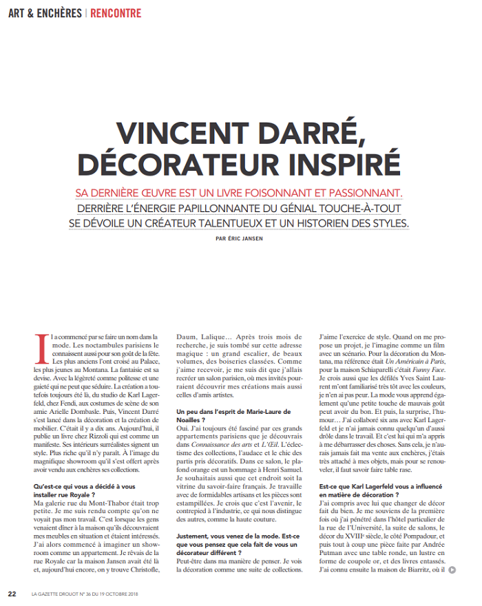 Vincent Darré : Décorateur inspiré